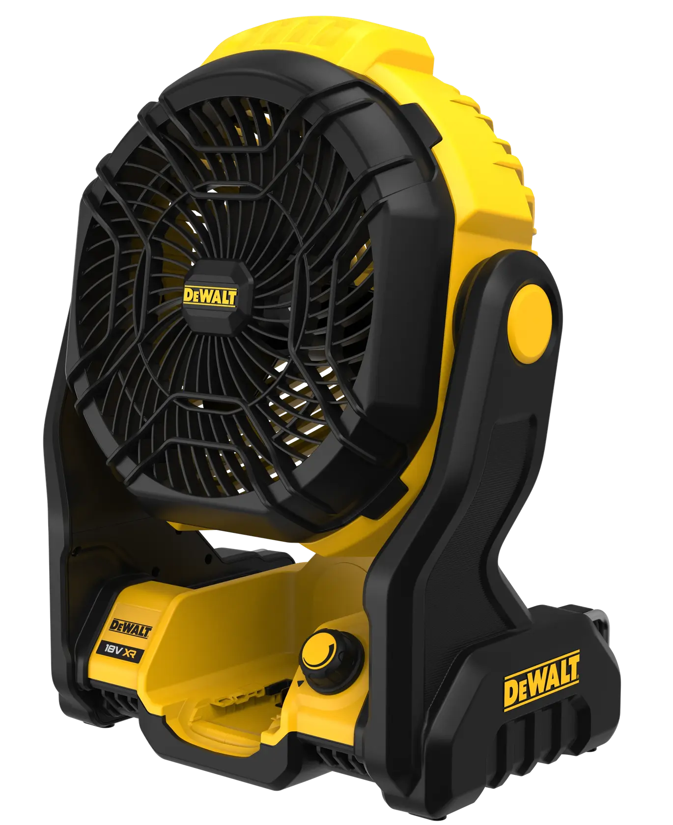 DEWALT fan, yellow-black, Photography category, SKUs DCE512N, DCE512N-XJ, Asia EMEAANZ region.