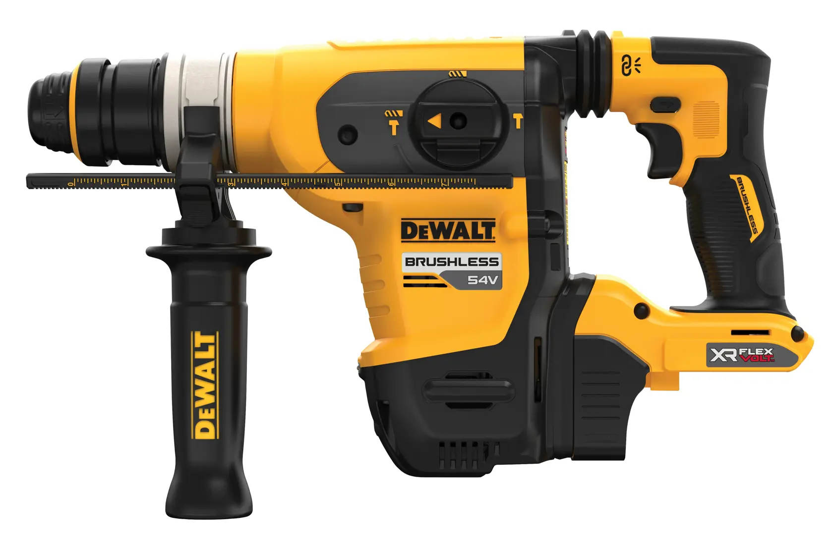 DEWALT cordless rotary hammer drill with side handle and brushless motor, model DCH416NT.