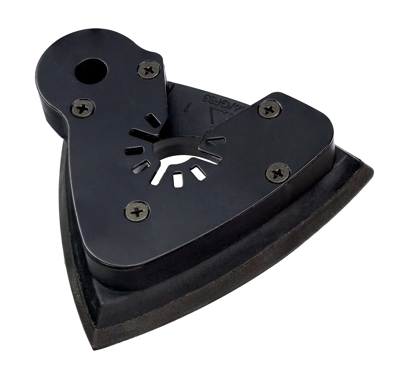 Black DEWALT DT20700 triangular sanding pad accessory for multi-tools, shown against a white background.