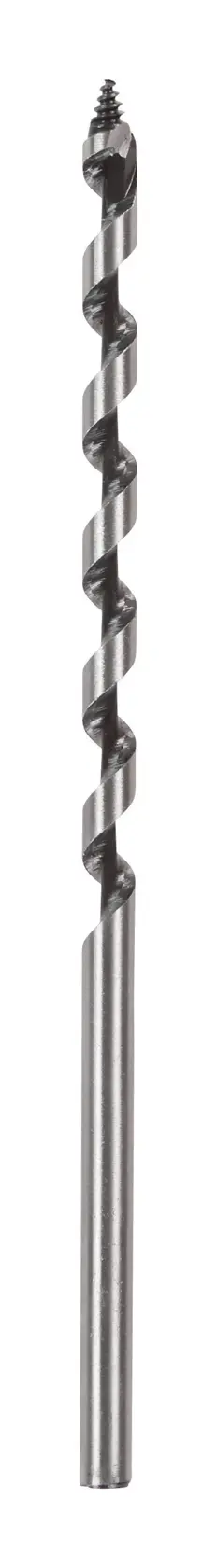 Single metal auger drill bit for woodworking, shown upright on a white background.
