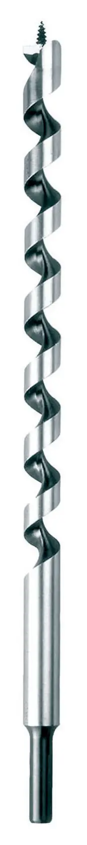 A single metal auger drill bit with a spiral design, shown vertically against a white background.
