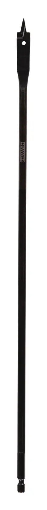 DEWALT DT4784 extra-long flat wood drill bit, black, shown upright on a white background.