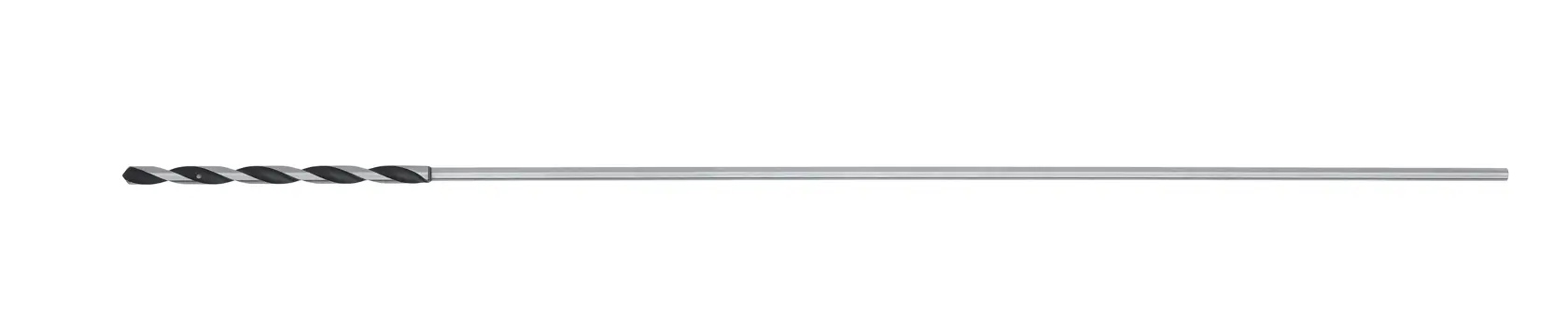 A long, thin DEWALT drill bit with a spiral tip, shown on a white background.