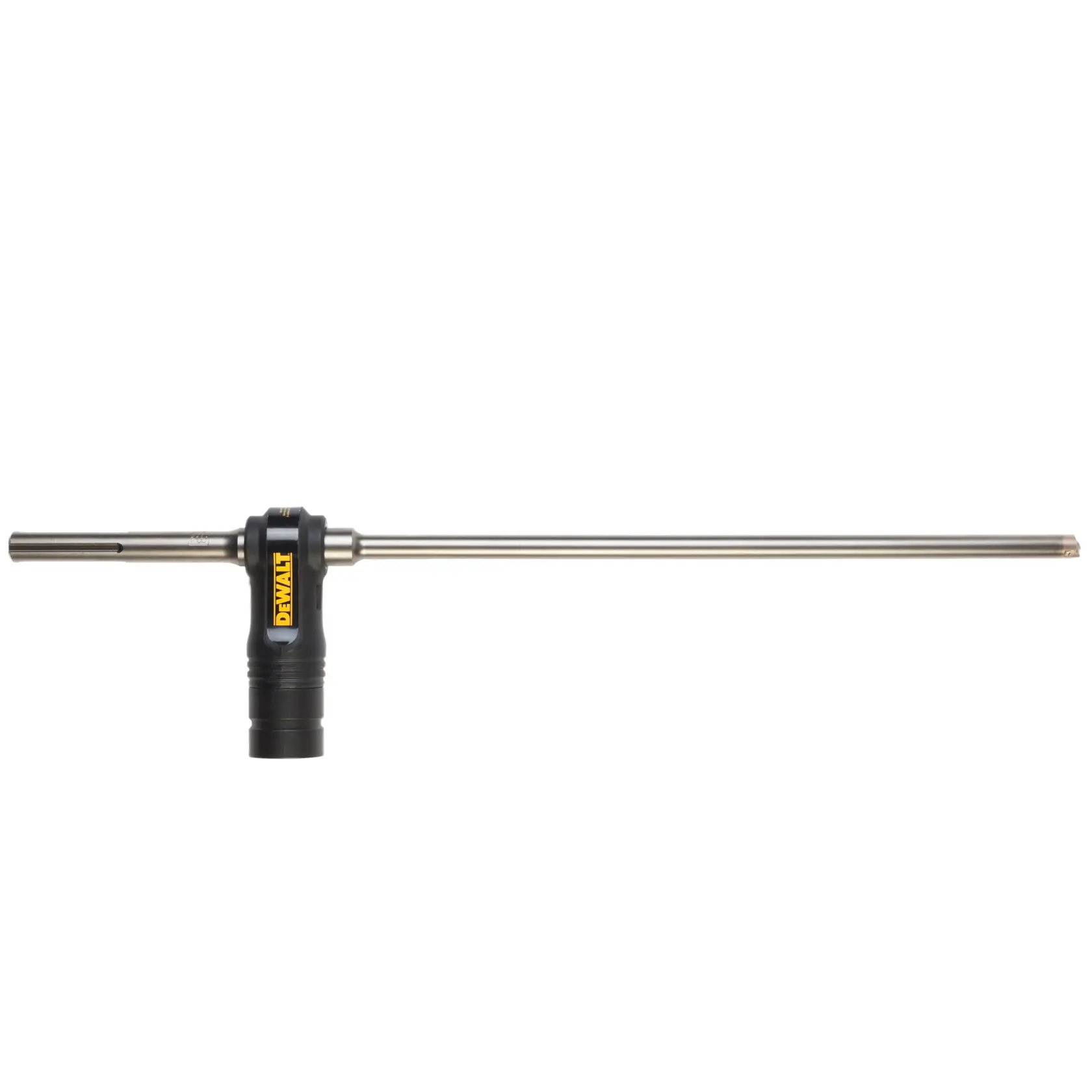 DEWALT DT60230 long metal drill bit with black grip, shown horizontally on white background.