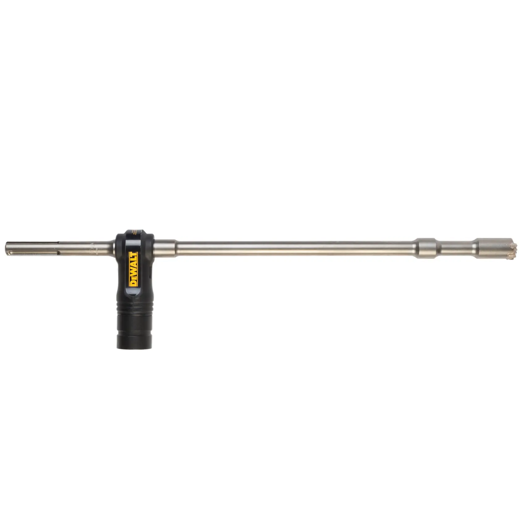 DEWALT DT60234 long metal drill bit with black attachment, designed for masonry or concrete drilling.