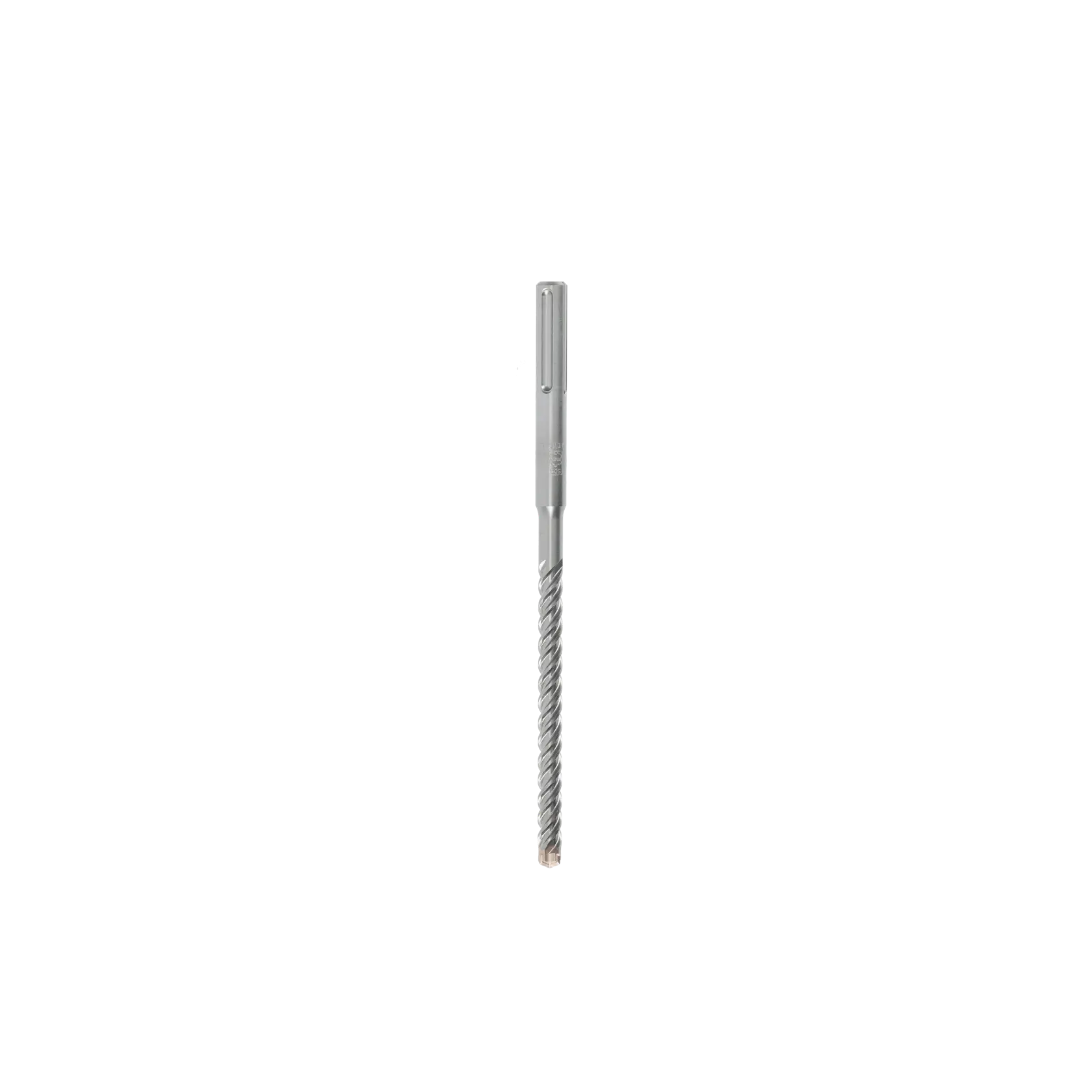 A DEWALT SDS-plus masonry drill bit with spiral fluting, shown vertically on a plain white background.