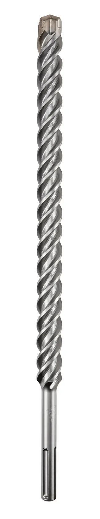 A single long, spiral DEWALT drill bit with a metal tip, designed for masonry or concrete drilling.