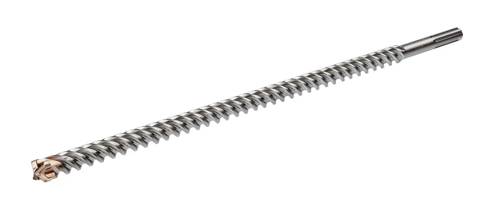 A DEWALT DT60830 SDS max masonry drill bit with a spiral fluted shaft and a carbide tip, designed for concrete and stone drilling.