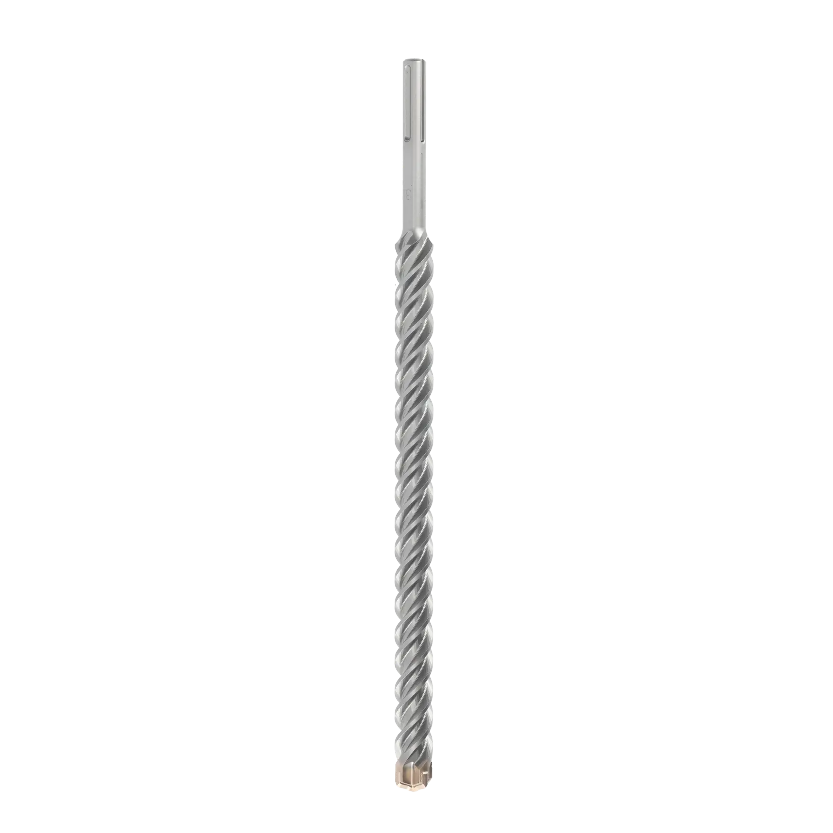 DEWALT SDS-Max carbide drill bit with spiral design for masonry and concrete drilling, shown vertically.