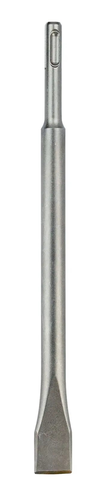 A single flat chisel bit made of metal, designed for use with power tools such as rotary hammers. The chisel has an SDS-plus shank and a flat cutting edge, suitable for chiseling or removing material like concrete or masonry.