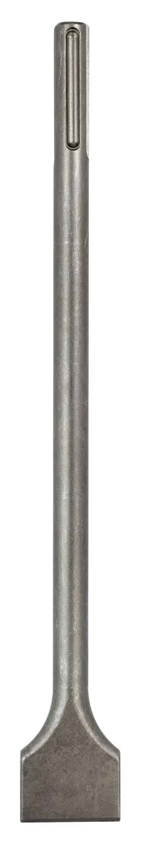 A DEWALT flat chisel bit for demolition hammers, made of metal, shown vertically against a white background.