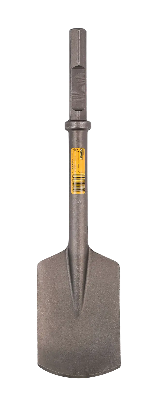 DEWALT DT6928 wide chisel bit with hexagonal shank for demolition hammers, shown upright against white background.
