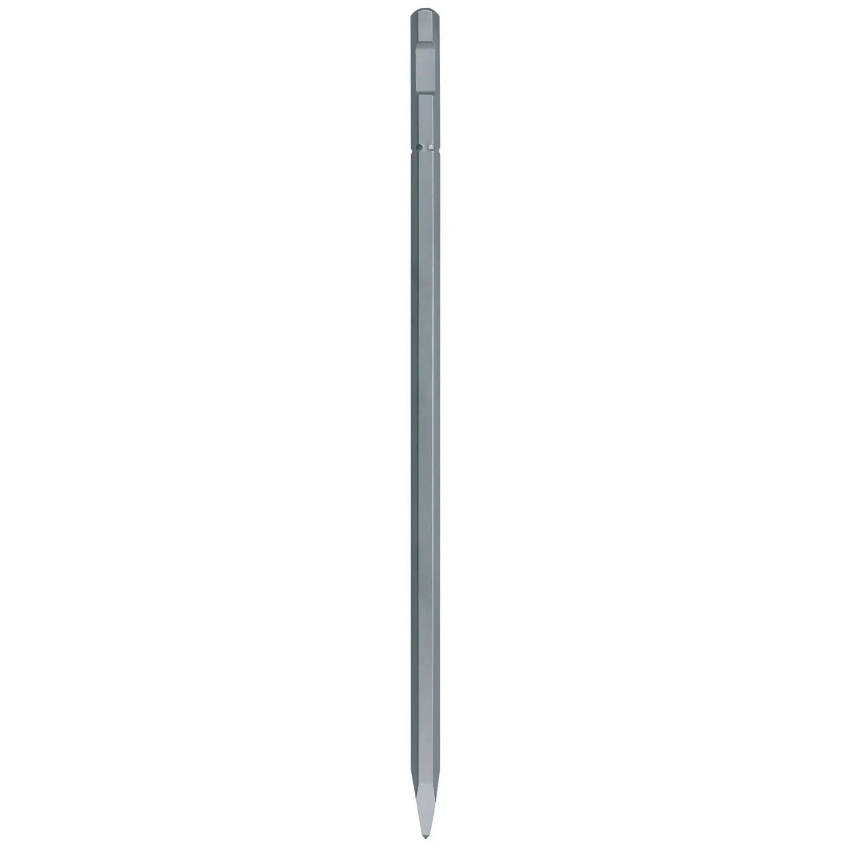 DEWALT DT6940 pointed chisel for demolition and drilling tasks, gray steel, hex shank, shown on white background.