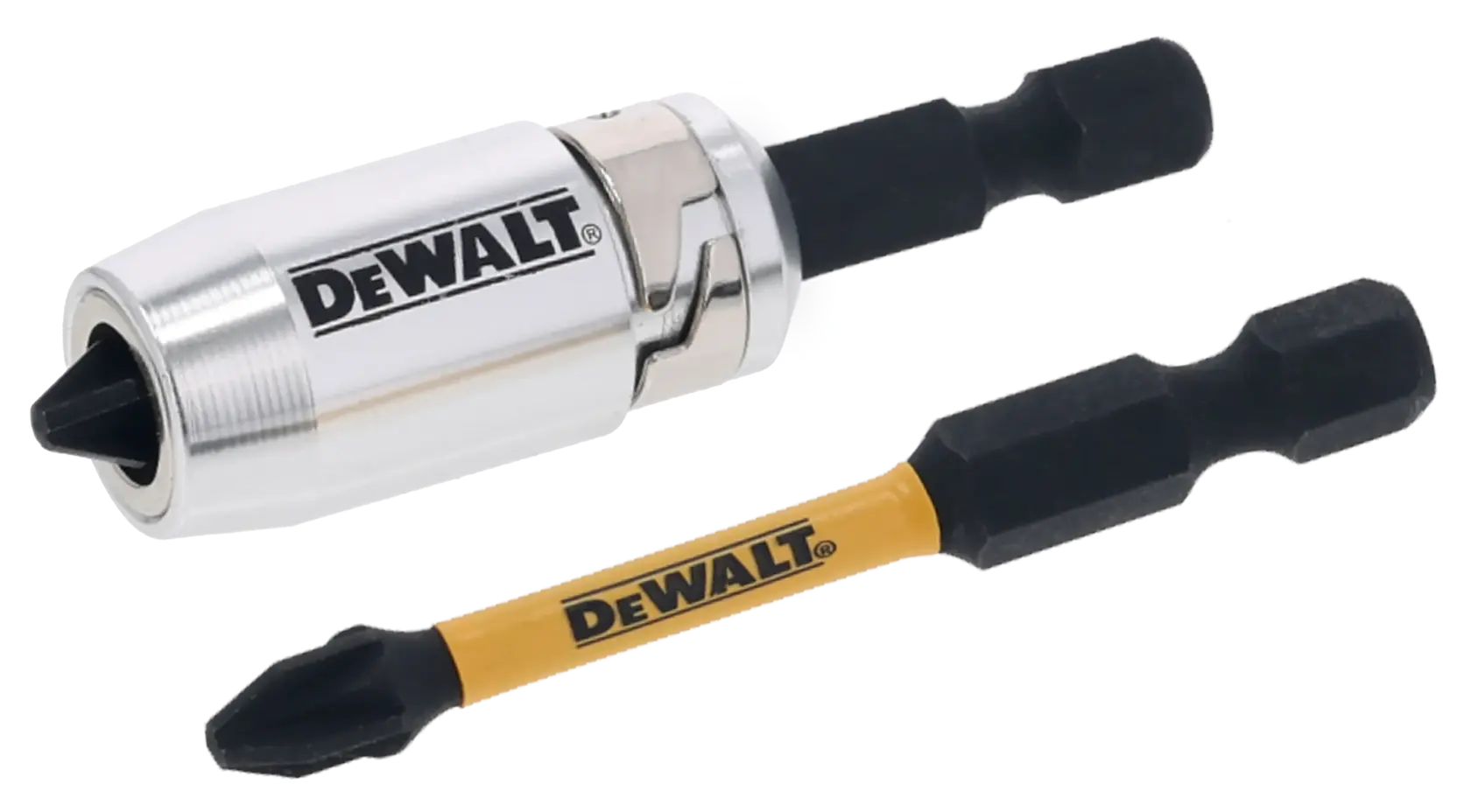 DEWALT bit holder and screwdriver bit set for power tools, DT70535T, shown on white background.