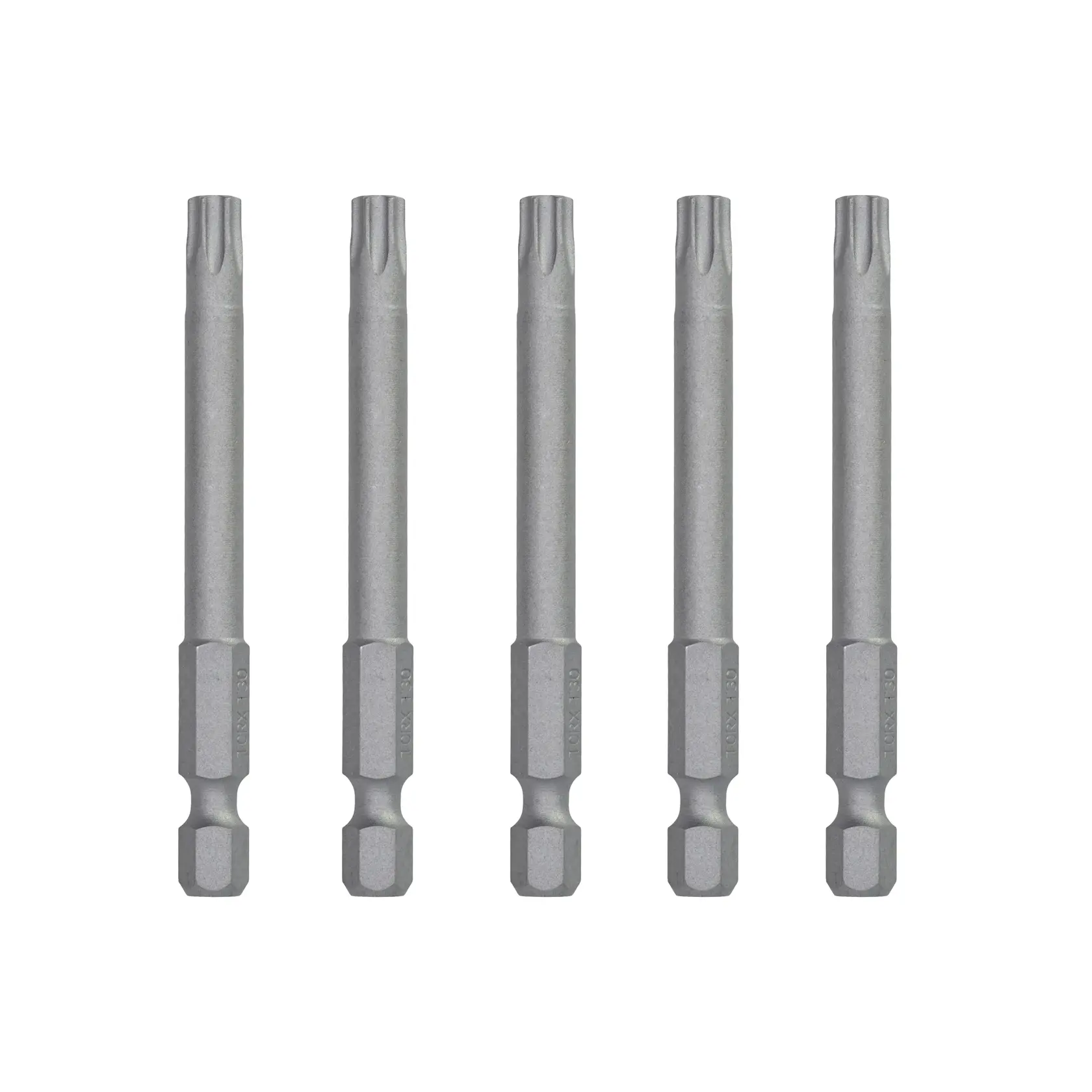 Five DEWALT DT7295 screwdriver bits arranged vertically in a row on a white background.