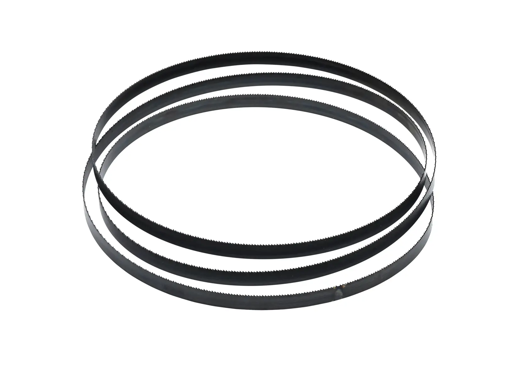 DEWALT DT8476 band saw blade with fine teeth, shown coiled and ready for use or storage.