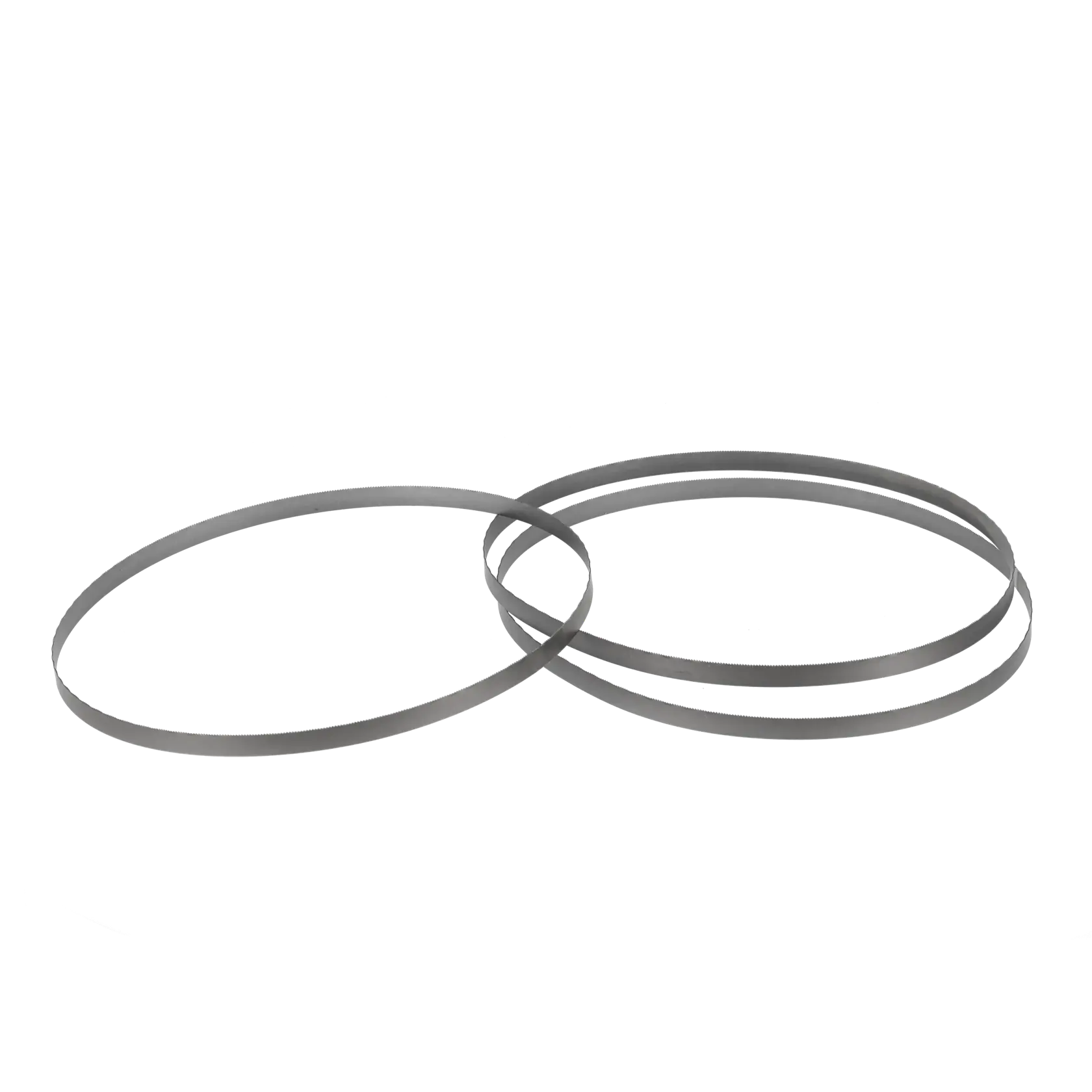 Three metal bandsaw blades displayed on a white background.