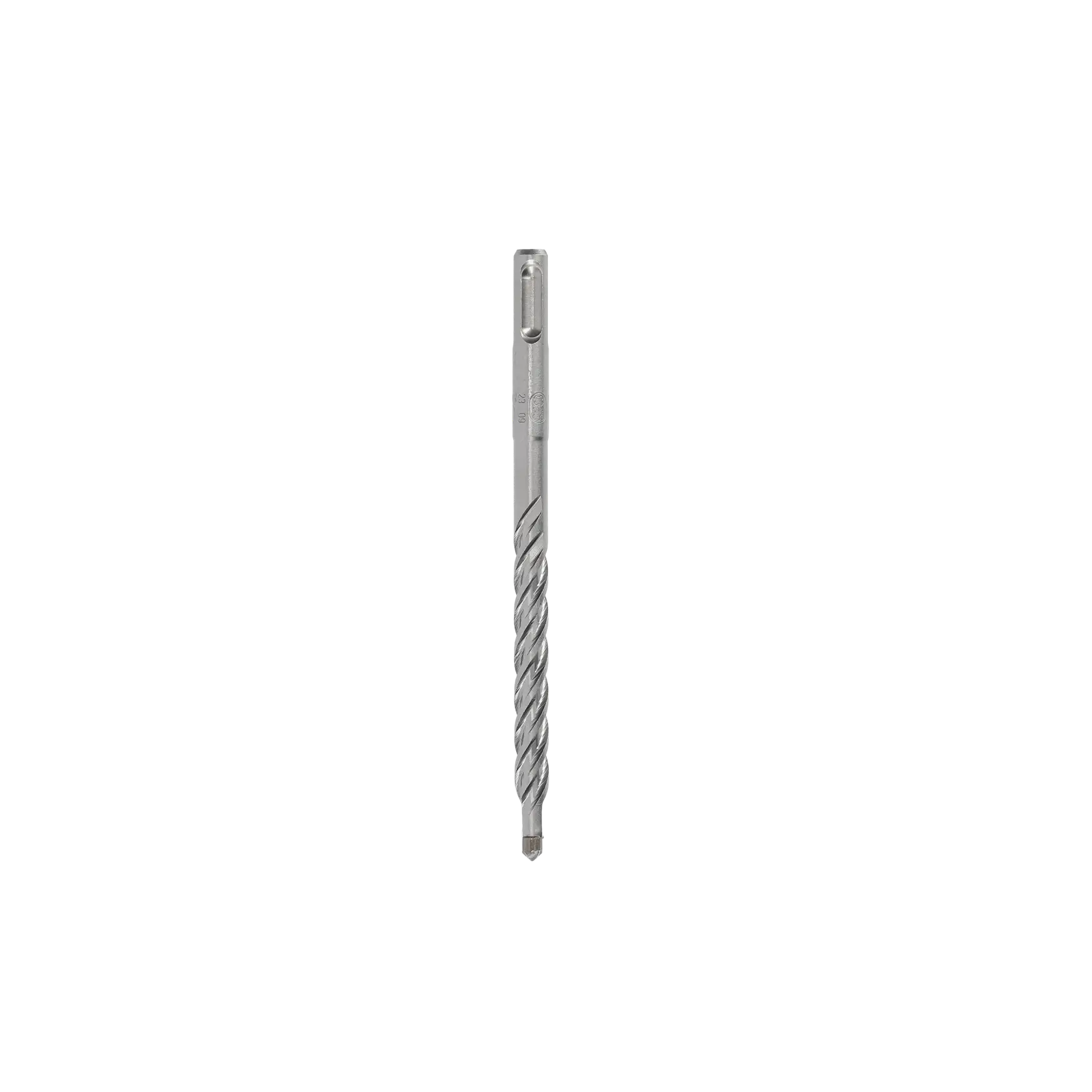 Single silver DEWALT SDS drill bit with spiral design, shown vertically on a white background.