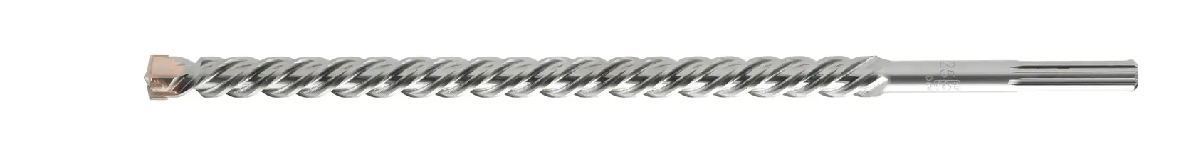 Metal spiral drill bit with a flat tip for masonry, shown isolated on a white background.