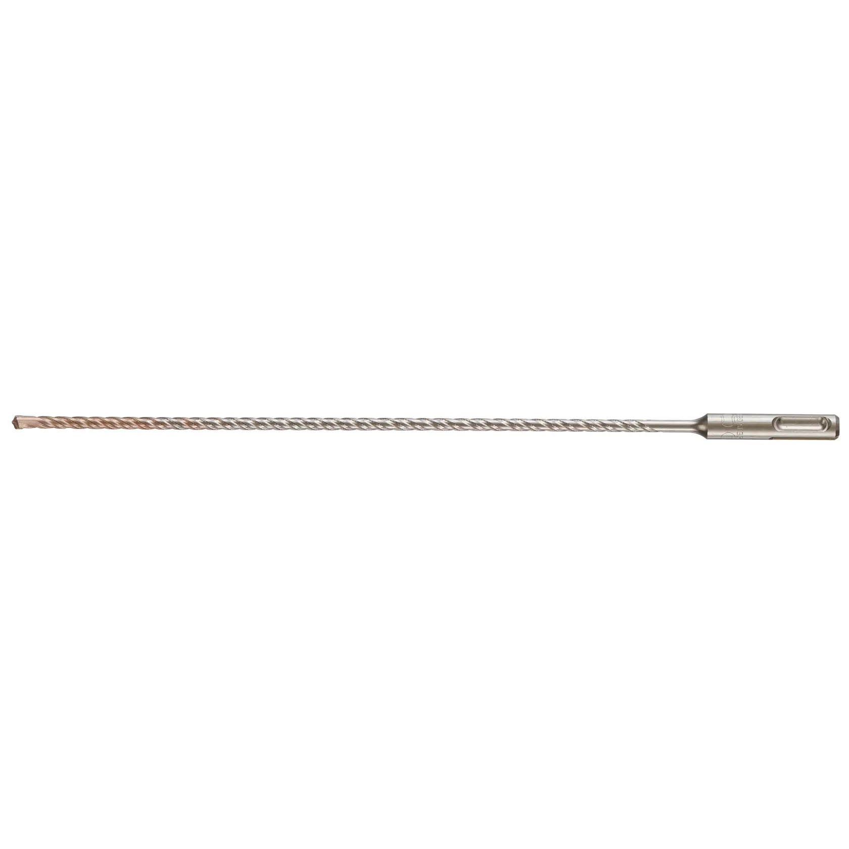 A long, metal DEWALT DT9507 SDS drill bit with a spiral design. Used for drilling in masonry and concrete.