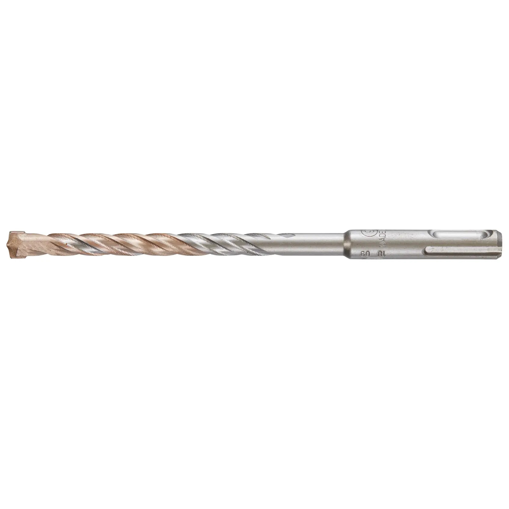 DEWALT DT9536 masonry drill bit with SDS-plus shank, silver and bronze, designed for rotary hammer drilling.