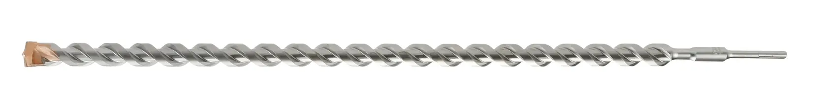 A DEWALT DT9556 long, twist drill bit with pointed tip, used for masonry or concrete drilling.
