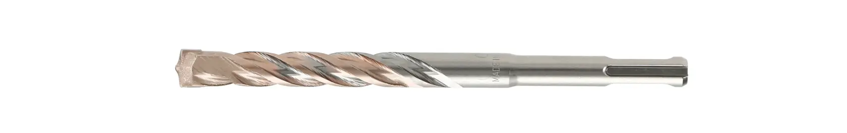 Single metal DEWALT drill bit with spiraled flutes for masonry or concrete drilling, shown against a white background.