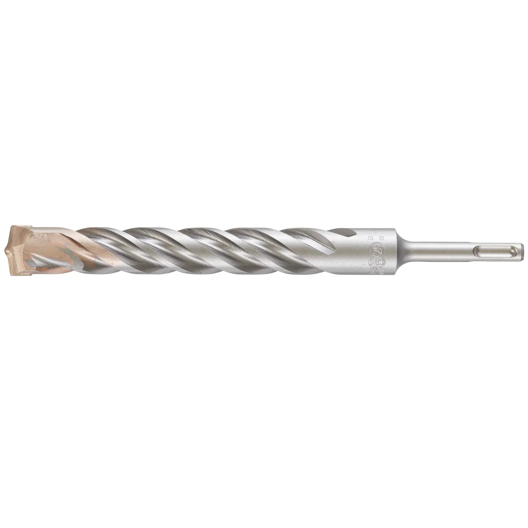 A DEWALT rotary hammer drill bit with a spiral design and carbide tip for masonry and concrete drilling.