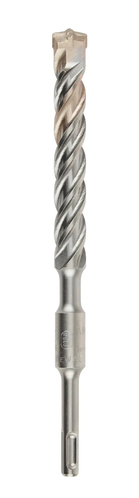 DEWALT DT9684 metal drill bit with spiral design, SDS-plus shank, for masonry and concrete drilling.