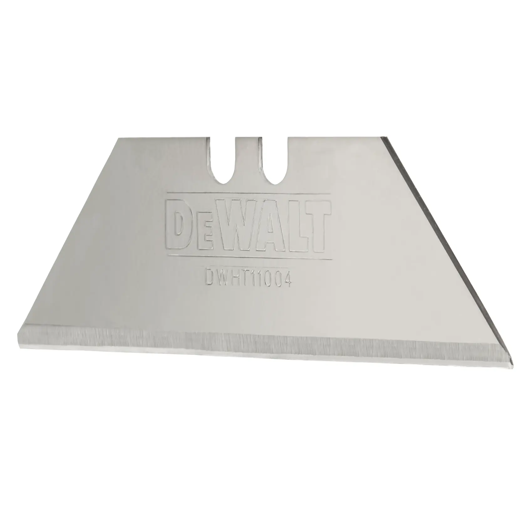 DEWALT utility knife blade DWHT11004, metal, with sharp edge for cutting tasks.