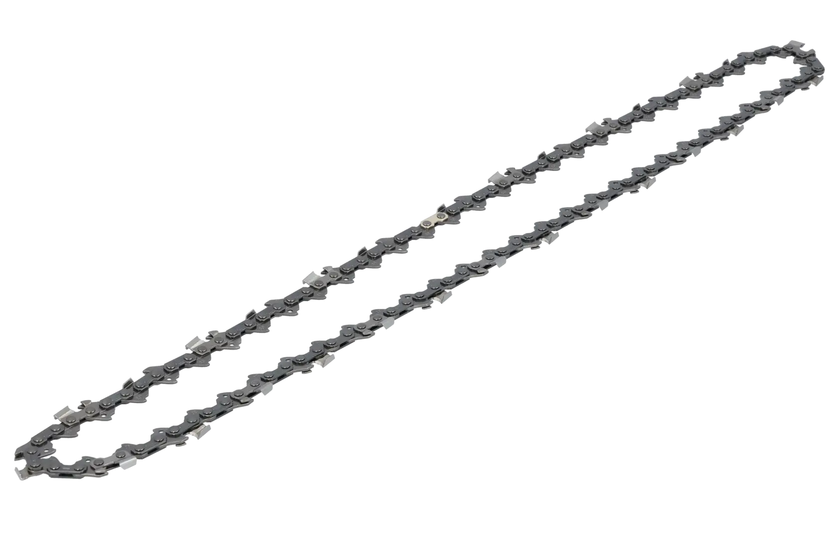 A DEWALT replacement chainsaw chain, metal, shown isolated on a white background.
